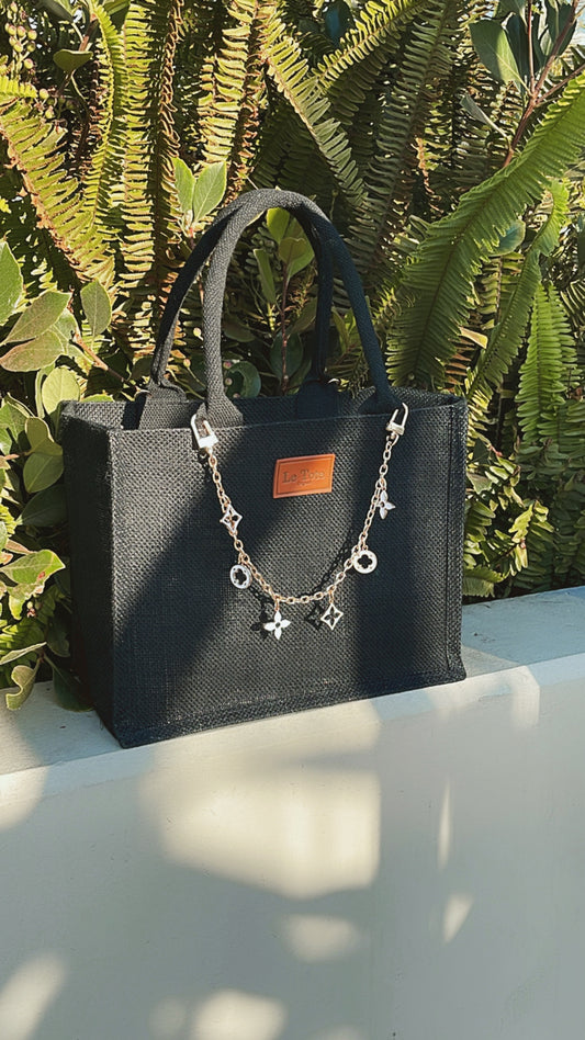 Le Tote Original Black Jute Tote