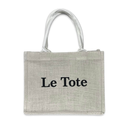 LTO Mini Jute Tote – White with Black Print